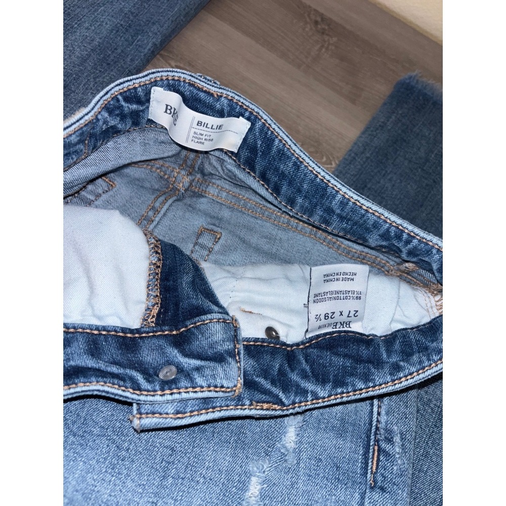 BKE Billie High Rise Flare Jeans Womens 27 Distressed Medium Wash Slim Fit Denim - Picture 6 of 11